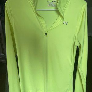 Yellow Under Armour Heatgear half zip top, size M